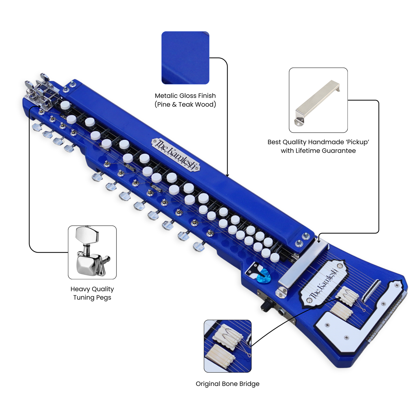 THE KAMLESH® TKB29 Bulbul Tarang with HardCase | ROYAL BLUE