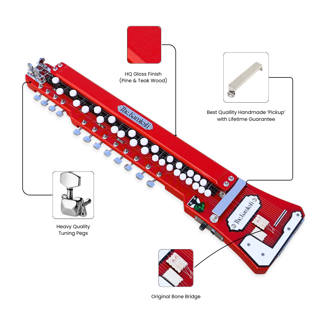 THE KAMLESH® TKB29 Banjo (Bulbul Tarang) with Hard Case – Ruby Red