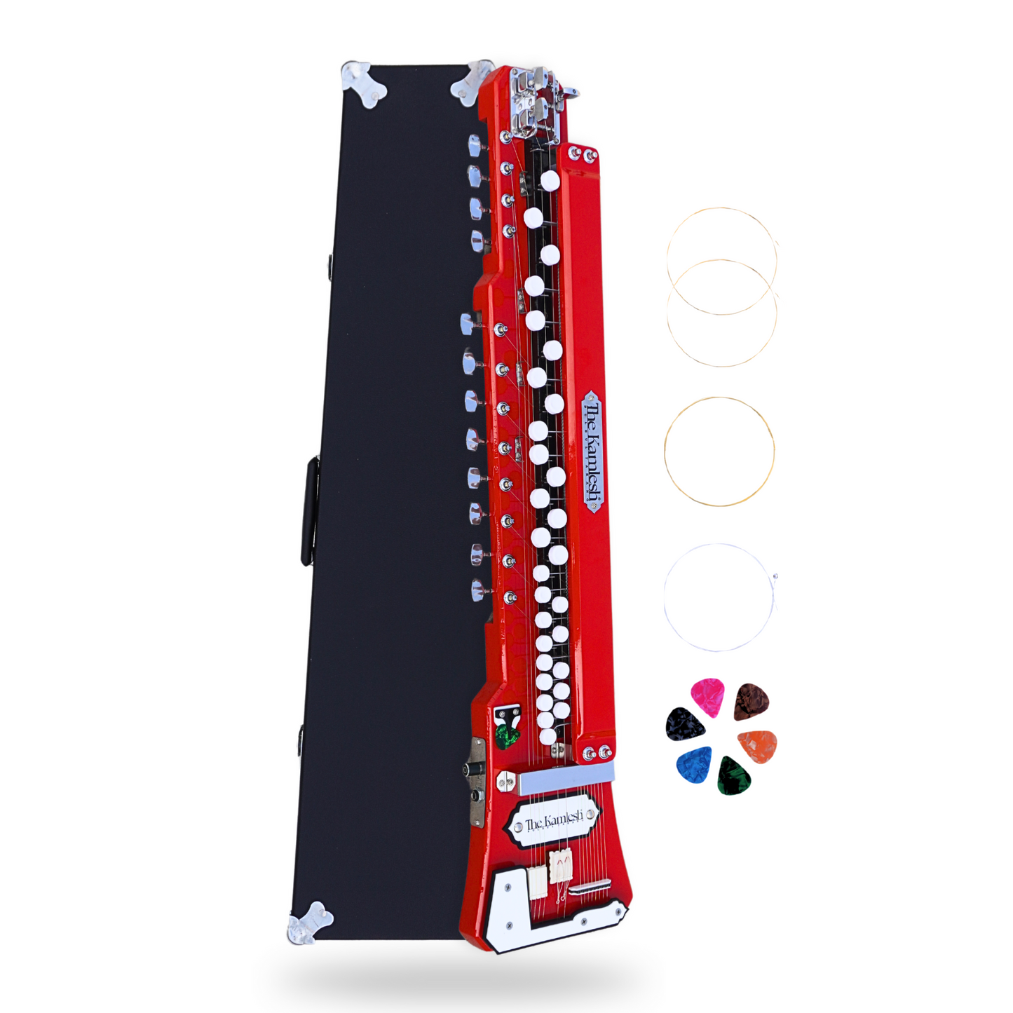 THE KAMLESH® TKB29 Banjo (Bulbul Tarang) with Hard Case – Ruby Red