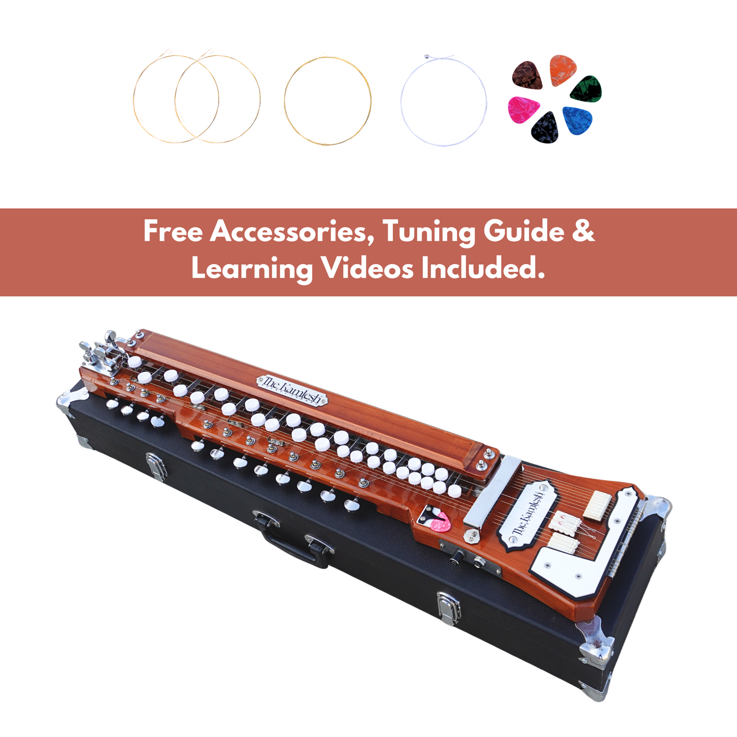 THE KAMLESH® TKB29 Bulbul Tarang with HardCase | NATURAL BROWN