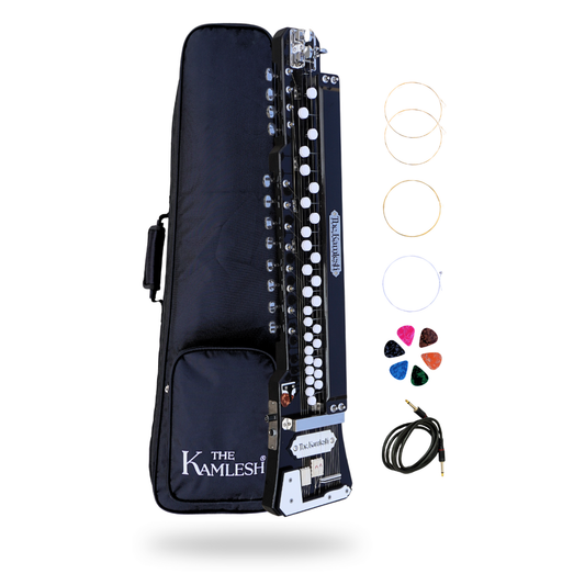 THE KAMLESH® Bulbul Tarang with Padded Bag- 29 Keys & 14 String Instrument | TKB29 - Rich Black