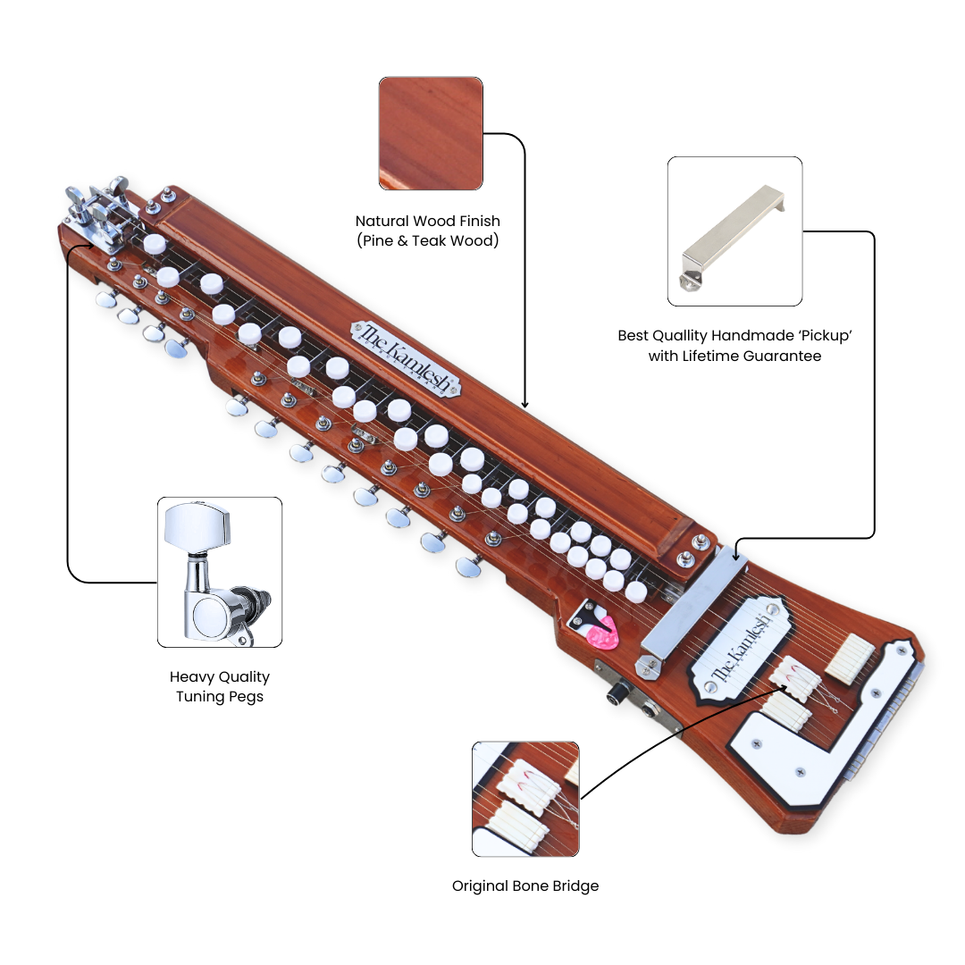 THE KAMLESH® Bulbul Tarang - 29 Keys & 14 String Instrument | TKB29 - Natural Brown