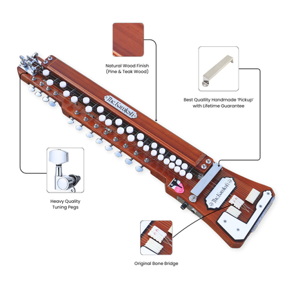 THE KAMLESH® Bulbul Tarang - 29 Keys & 14 String Instrument | TKB29 - Natural Brown