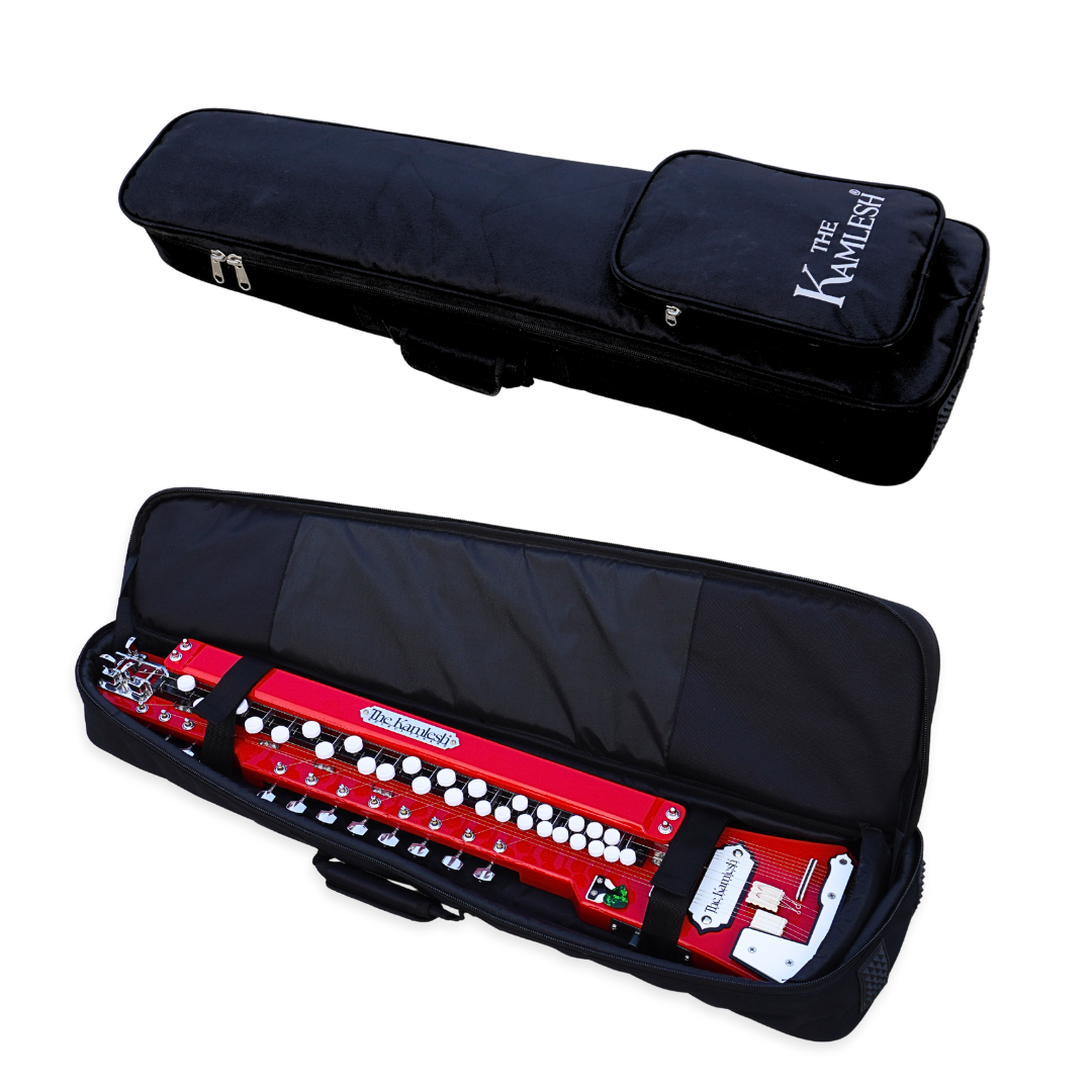 THE KAMLESH® Bulbul Tarang with Padded Bag- 29 Keys & 14 String Instrument | TKB29 - Ruby Red