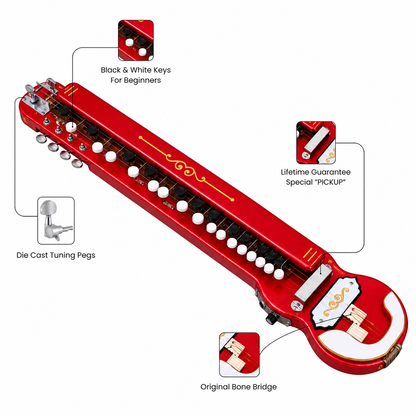 THE KAMLESH® TKB-6 Banjo (Bulbul Tarang) with Padded Bag | Ruby Red