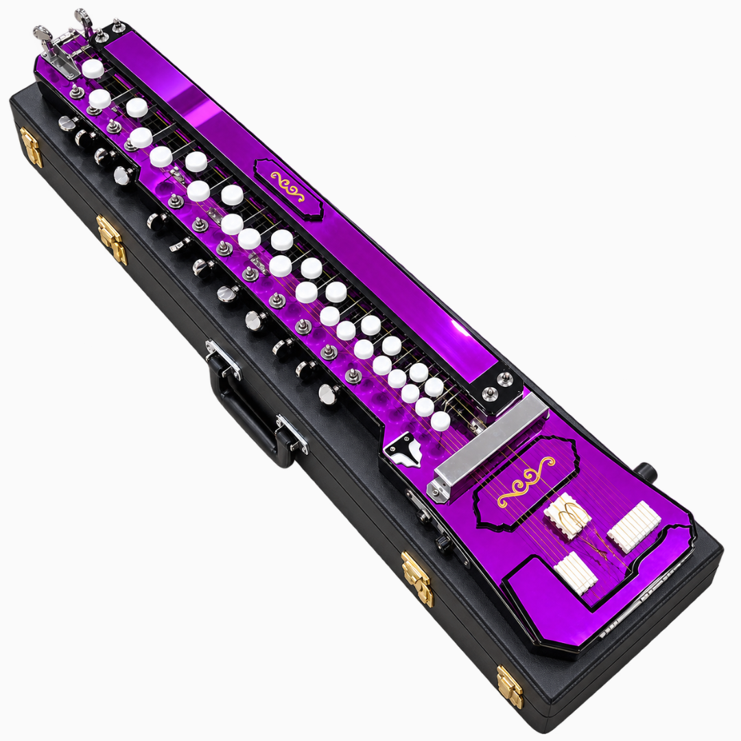 THE KAMLESH® TKB29 Mirror Finish Banjo (Bulbul Tarang) with Hard Case – Mirror Purple