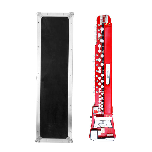 The Kamlesh® Bulbul Tarang (Indian Banjo) with Protective Case & Accessories - 29 Keys, 14 Strings, Ruby Red